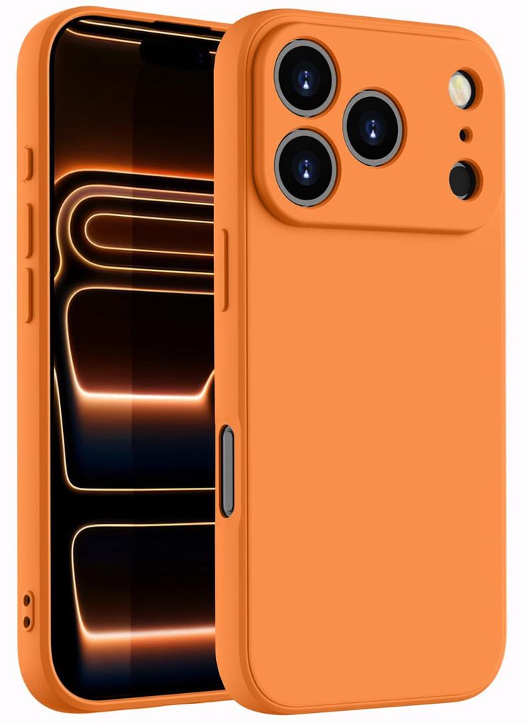 Hülle für iPhone 17 Pro Max, Slim Liquid Silikon Gel Gummi Stoßfest Schutzhülle Orange