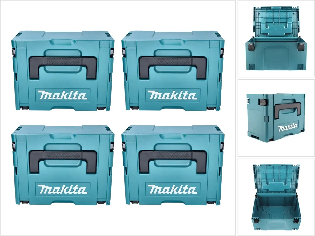 Coffret Makita MAKPAC 3 Clipsable et Robuste - Lot de 4 Mallettes Pro