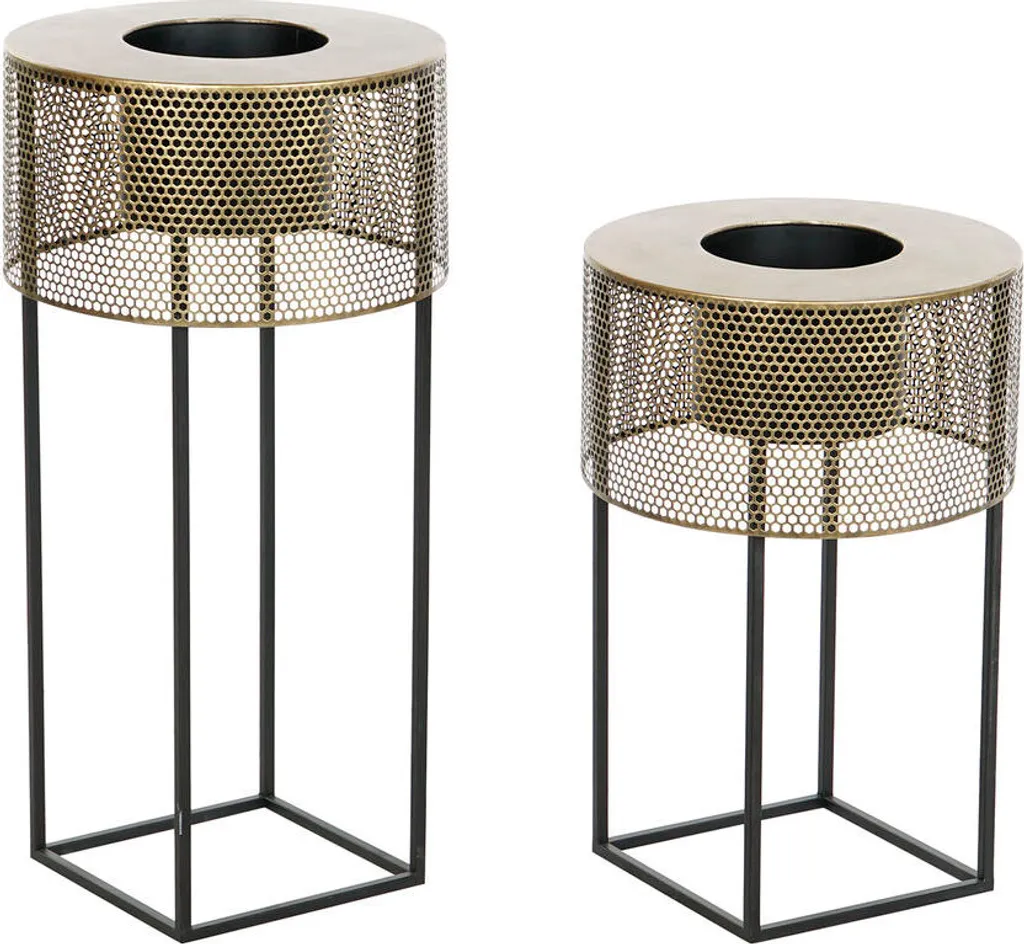 Set de jardinières DKD Home Decor noires en métal 33 x 33 x 67 cm