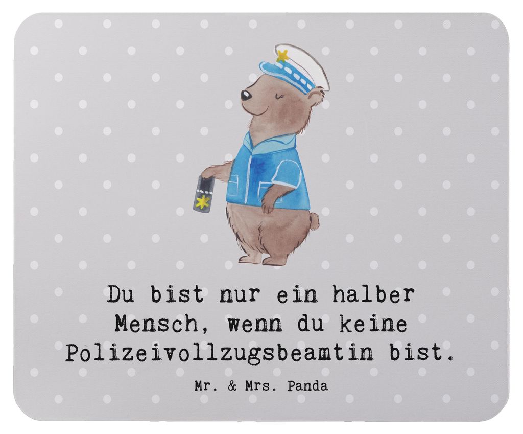 Mr. & Mrs. Panda Mouse Pad Polizeivollzugsbeamtin Herz - Grau Pastell - Geschenk, computermatte, Mauspad, mousematte, Polizei, mausteppich, Polizis...