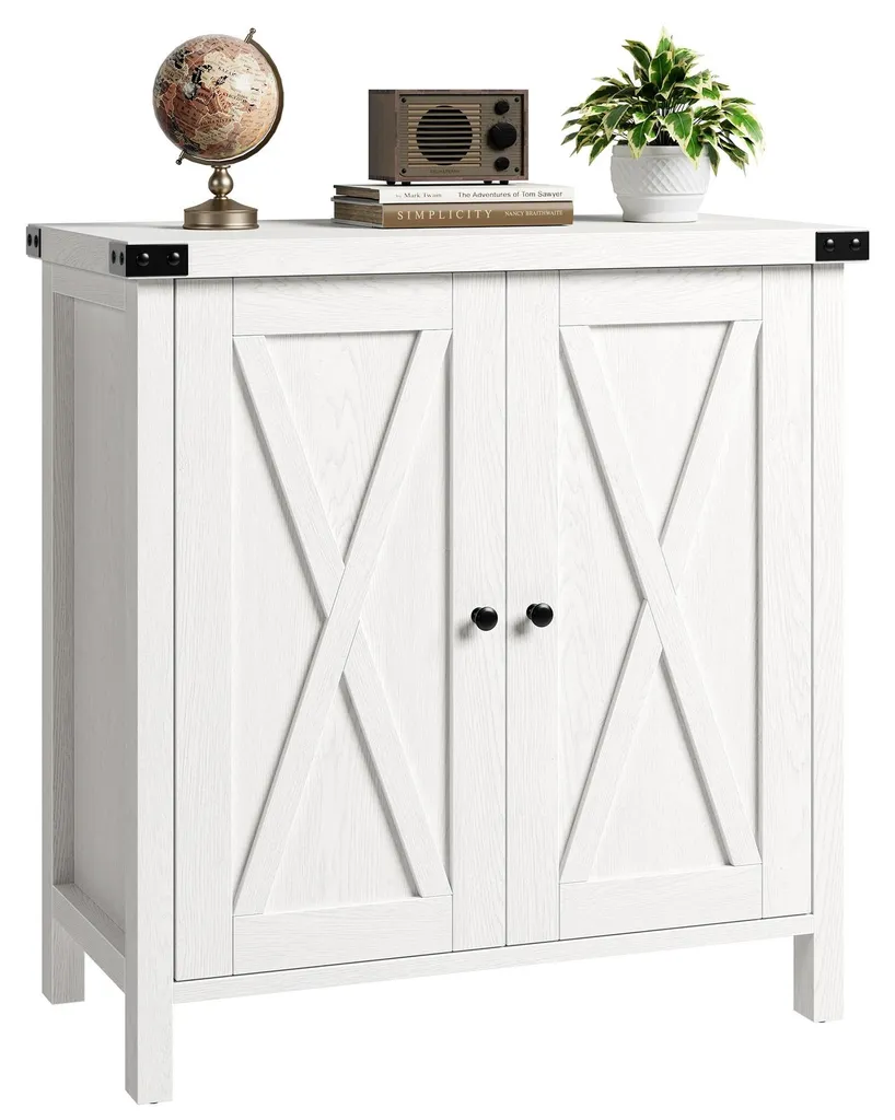 Meuble de rangement salon style cottage gris clair pour vaisselle et DIY