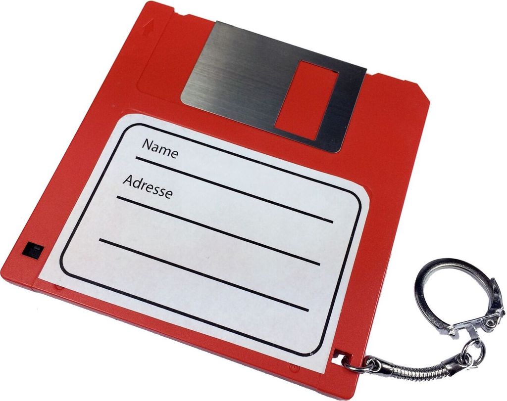 Adressanhänger Taschenanhänger Kofferanhänger Diskette RETRO Disc Floppy ROT