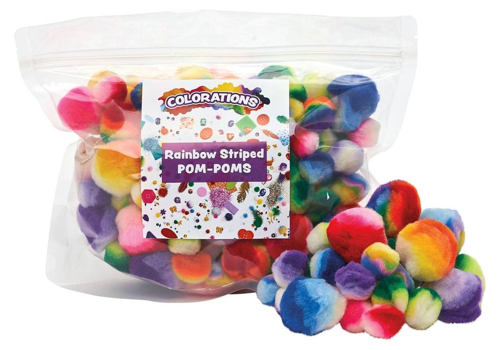 Colorations Bastel Pompons Regenbogen gestreift - 180 Stück Produktbild 