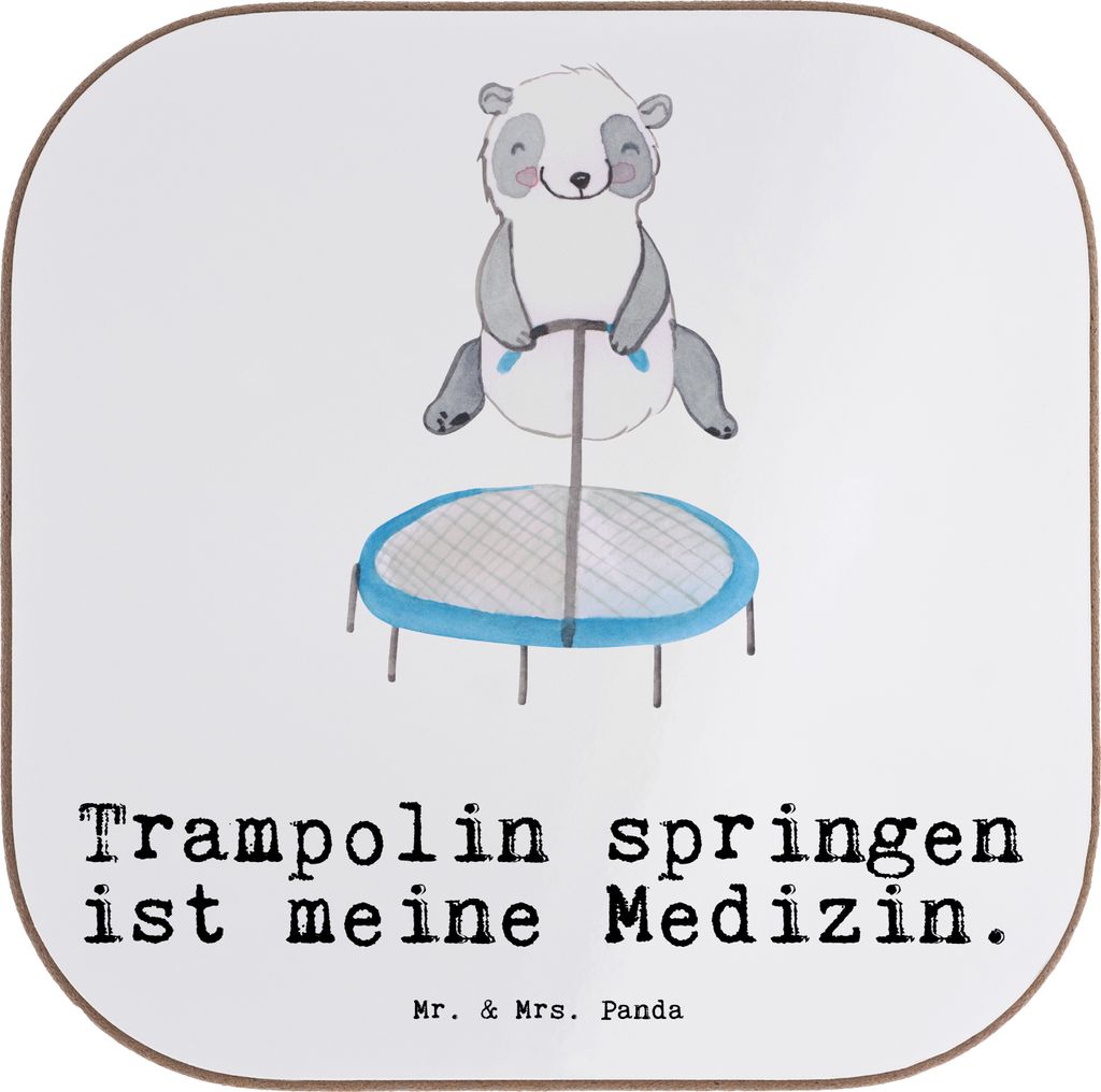 Mr. & Mrs. Panda Untersetzer für Gläser Panda Trampolin springen - Weiß - Geschenk, gläseruntersetzer, Fitnessstudio, bieruntersetzer, Trampoli...