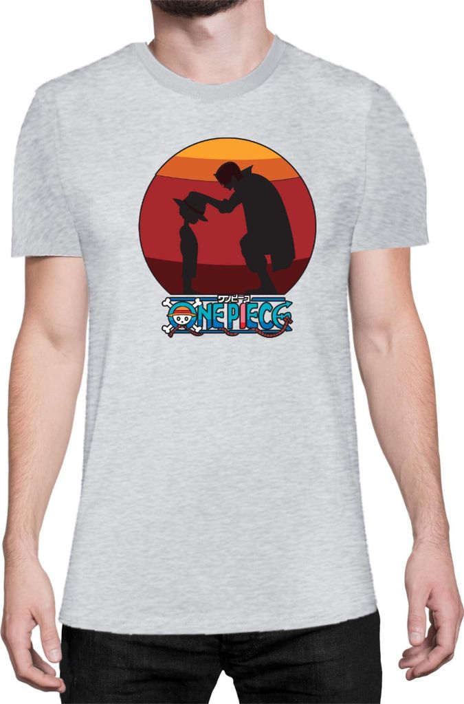Herren T-Shirt Japan Anime Manga One Manga Piece Anime 13 Monkey Sunshine, Man 2XL / Grau