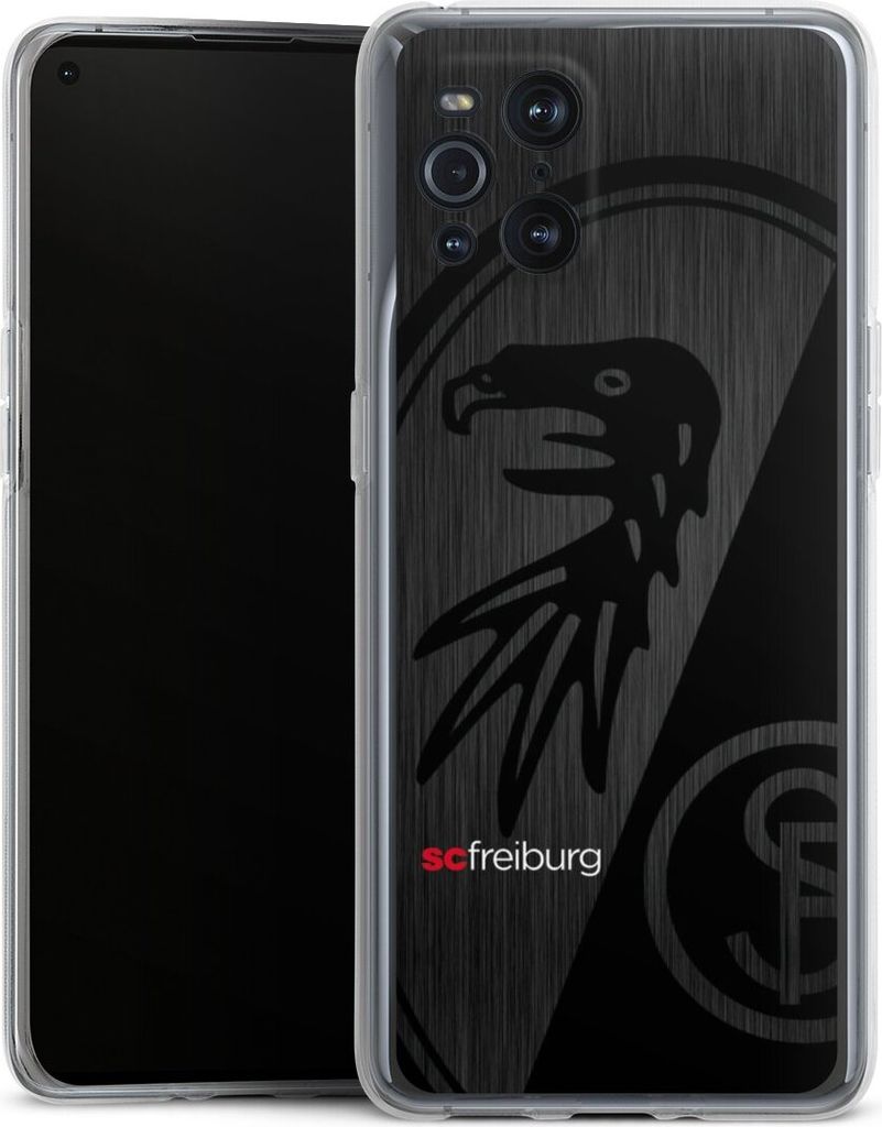 DeinDesign Handyhülle für Oppo Find X3 Pro Silikon Hülle Case Smartphone Schutzhülle Metallic Look Offizielles Lizenzprodukt SC Freiburg