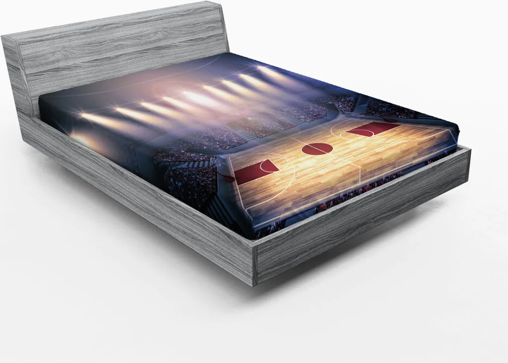 Drap-housse respirant Basketball Arena 180x200 cm, décor tournoi beige