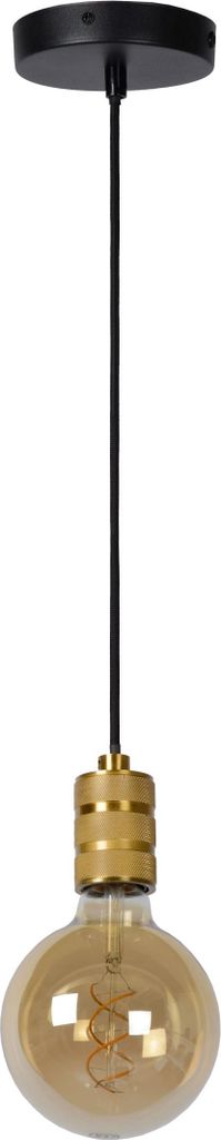 Hängelampe Metall E27 B: 12 cm H: max. 140 cm in Schwarz Messing rund Vintage