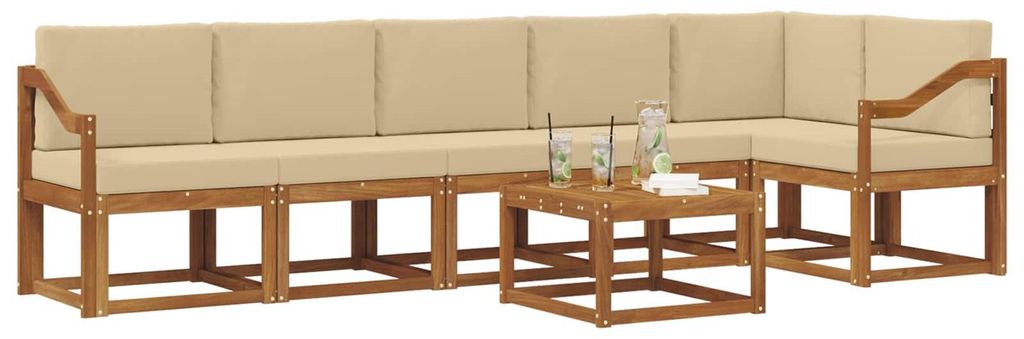 Best Möbel Outdoor-Sofagarnitur Moderne - HOMMIE - Gartenlounge Set/Outdoor Sofa - mit Kissen 7 pcs Natur und Beige - Gartensofas designMöbel31495