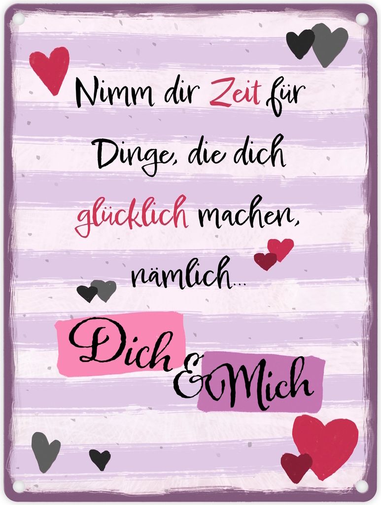 Nimm dir Zeit für Dich & Mich Metallschild in 15x20 cm