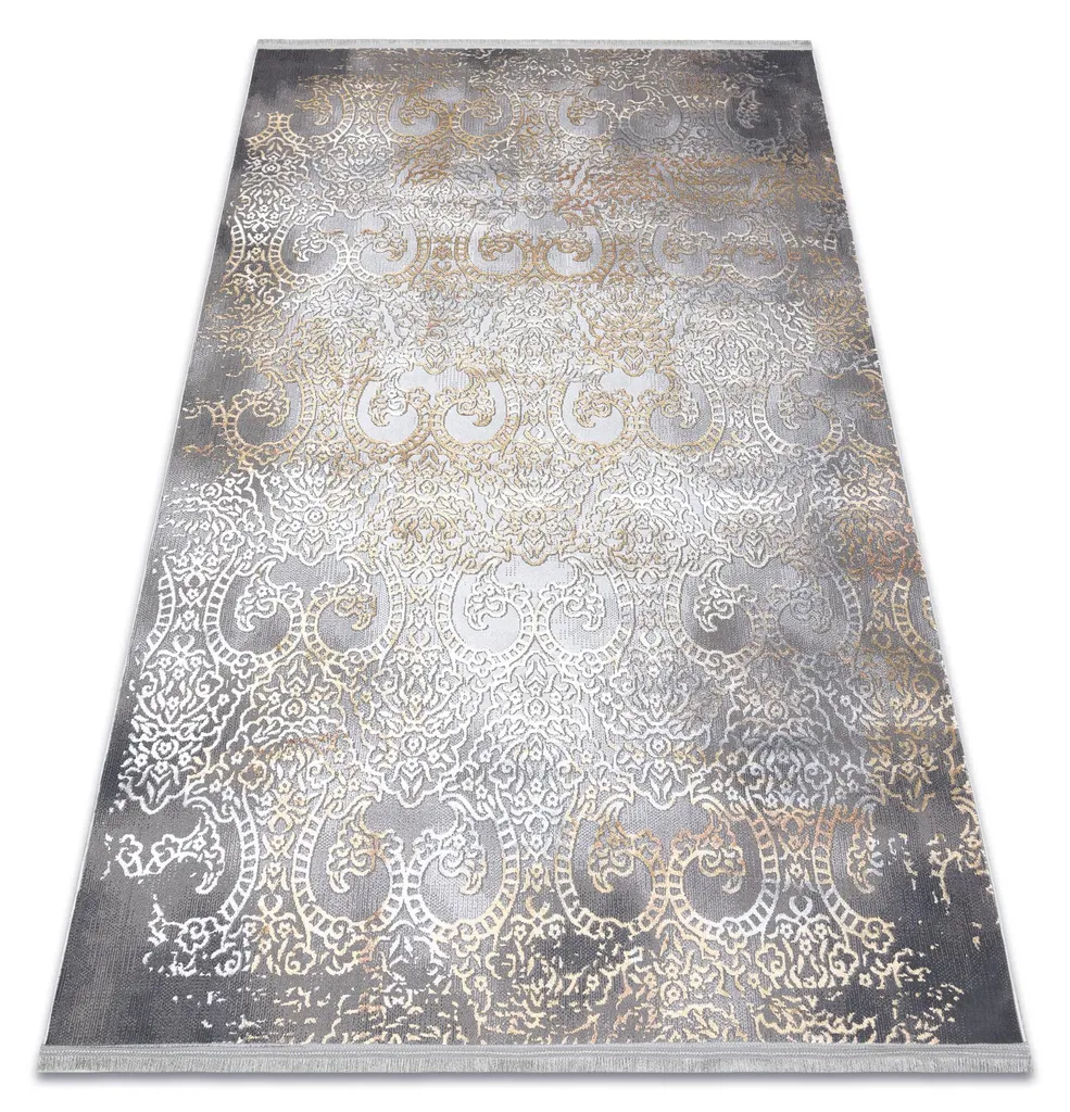 Tapis déco LUCE 84 gris et moutarde pour salon moderne 115x170 cm