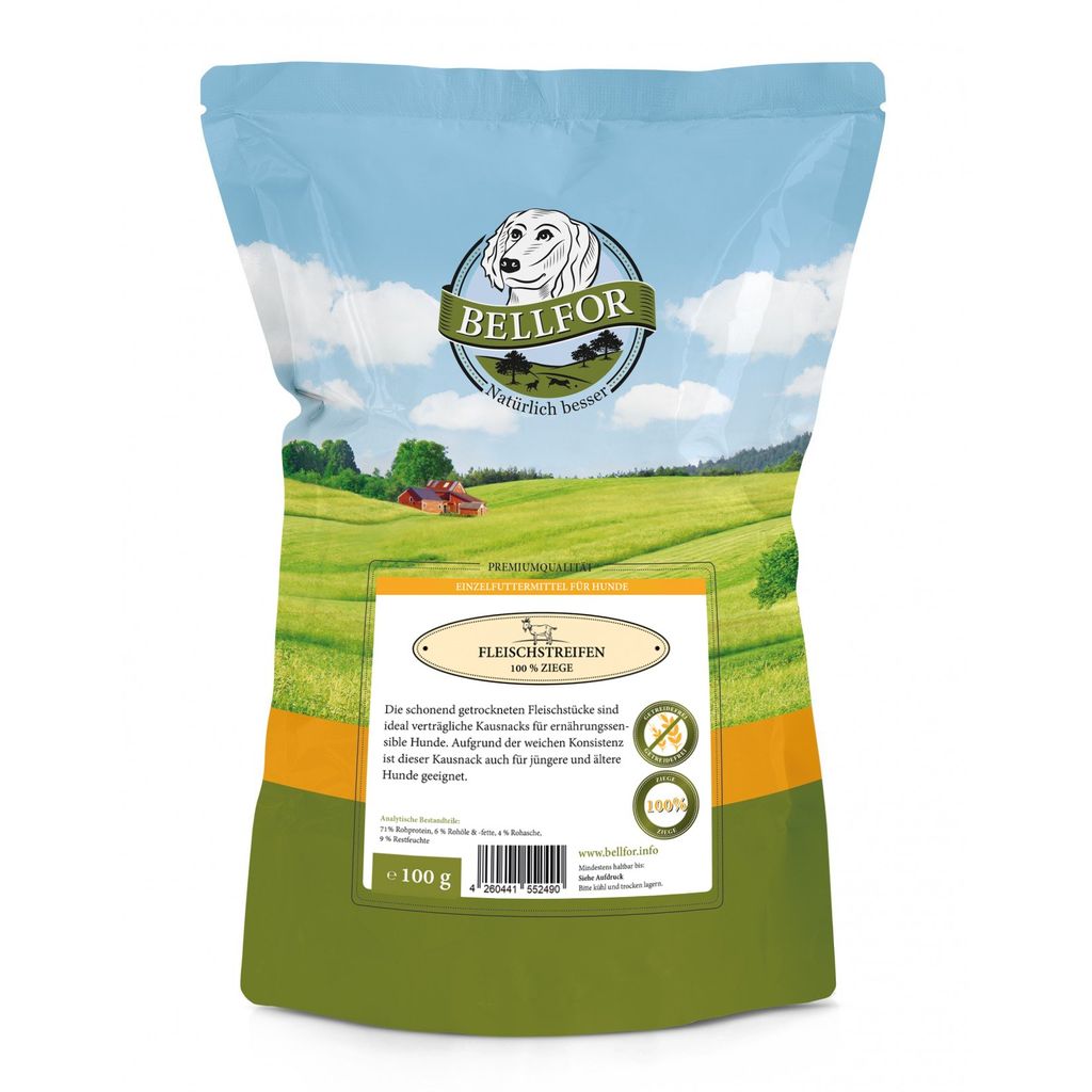 Bellfor Gesunder Hundesnack - Fleischstreifen Ziege - 100 g