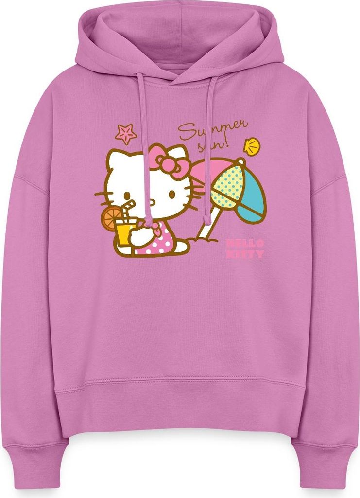 Spreadshirt Hello Kitty Am Strand Summer Sun Frauen Boxy Organic Hoodie, S, Pink