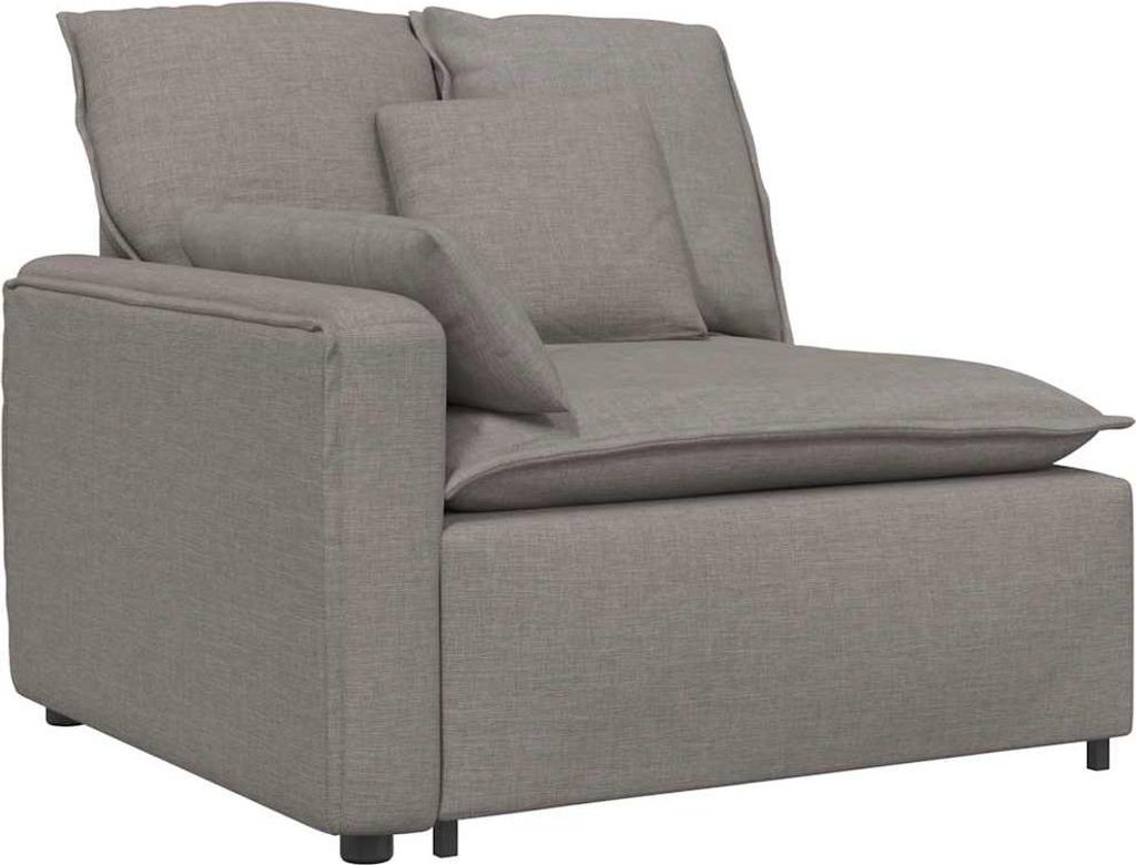 vidaXL Modulares Sofa Endmodul mit Armlehne Kissen Taupe 100 cm