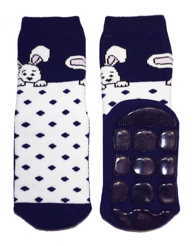 Kinder ABS-Socken aus Baumwolle Neugieriger Hase Marine Größe 27-30