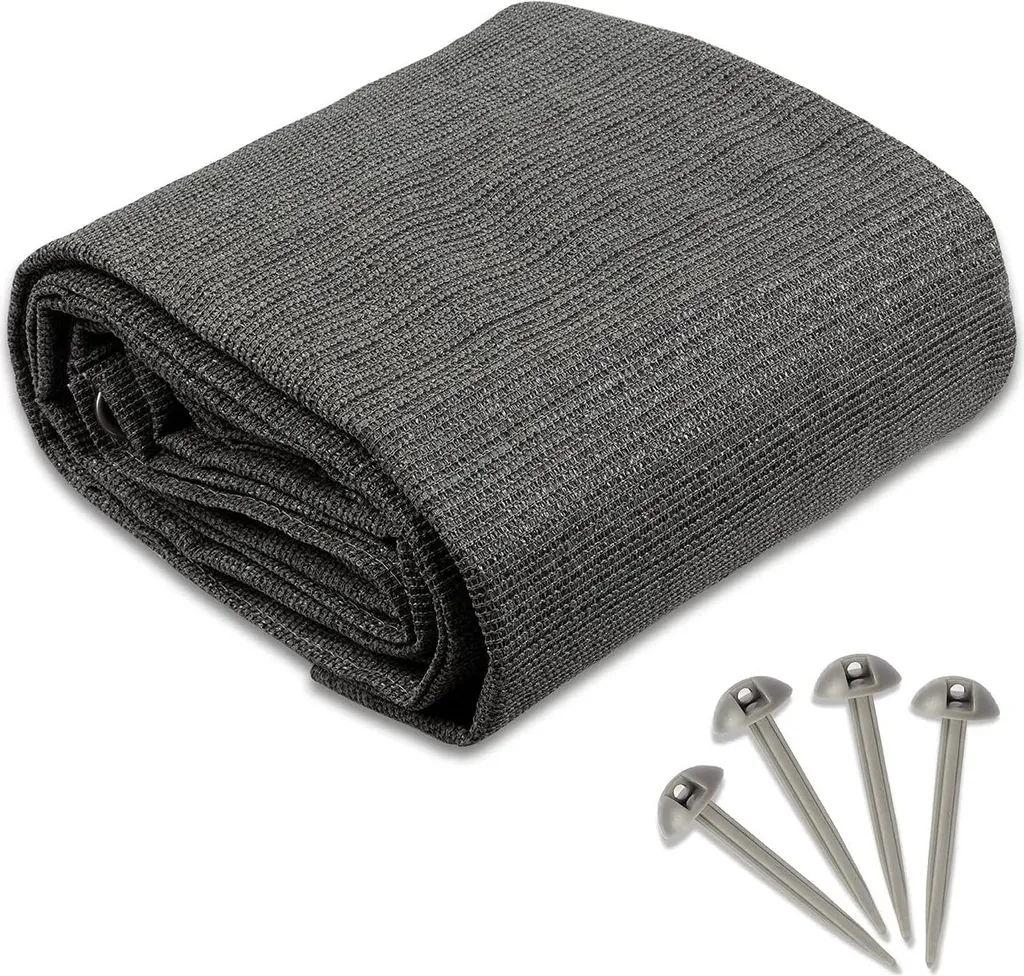Tapis de sol camping HDPE perméable 4x6 m avec oeillets inox et piquets