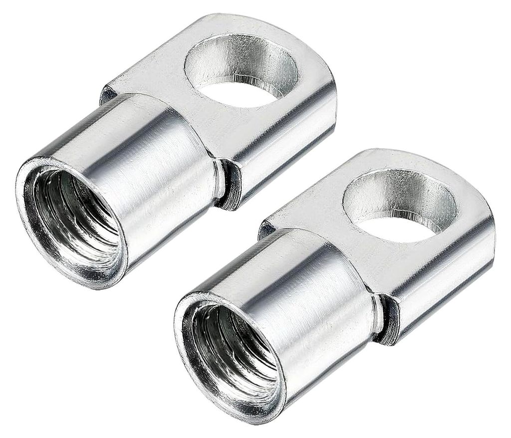 2 Stück M6 Innengewindeanschluss für Gasdruckfedern aus verzinktem Stahl, silber, 8mm Lochdurchmesser, 20mm Mittenabstand