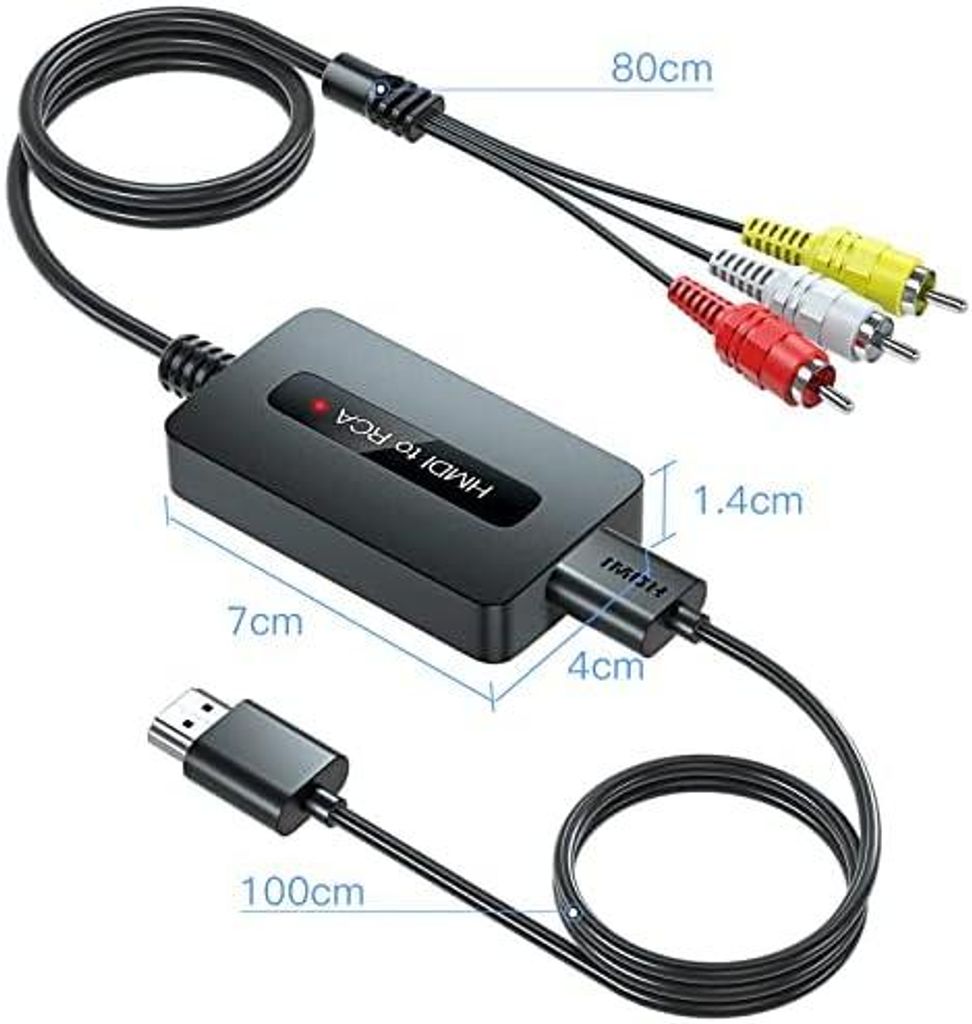 HDMI auf RCA Konverter Kabel, HDMI auf Composite AV CVBS Adapter, HD zu RCA Composite AV Konverter