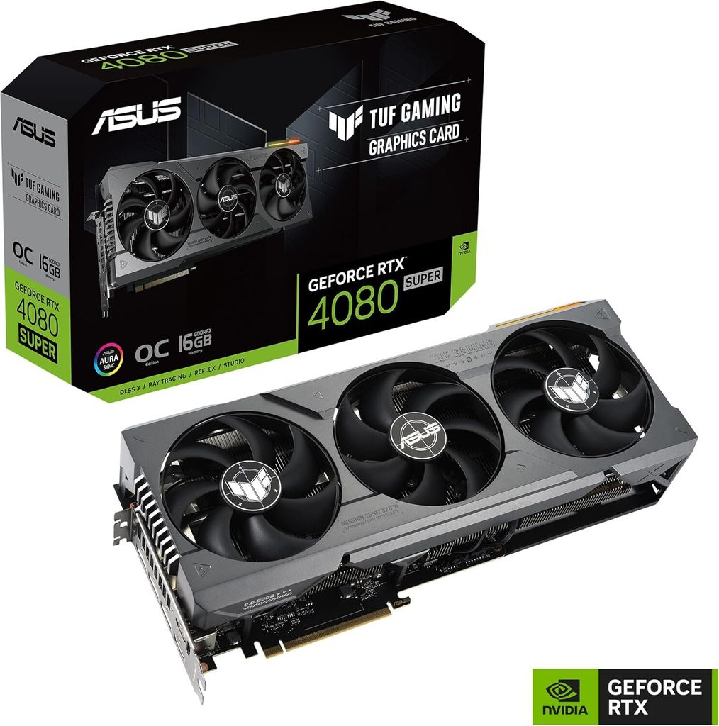 GeForce RTX 4080 SUPER 16GB GDDR6X OC Edition Gaming Grafikkarte (NVIDIA GeForce RTX4080 DLSS 3, PCIe 4.0, 2X HDMI 2.1a, 3X DisplayPort 1.4a