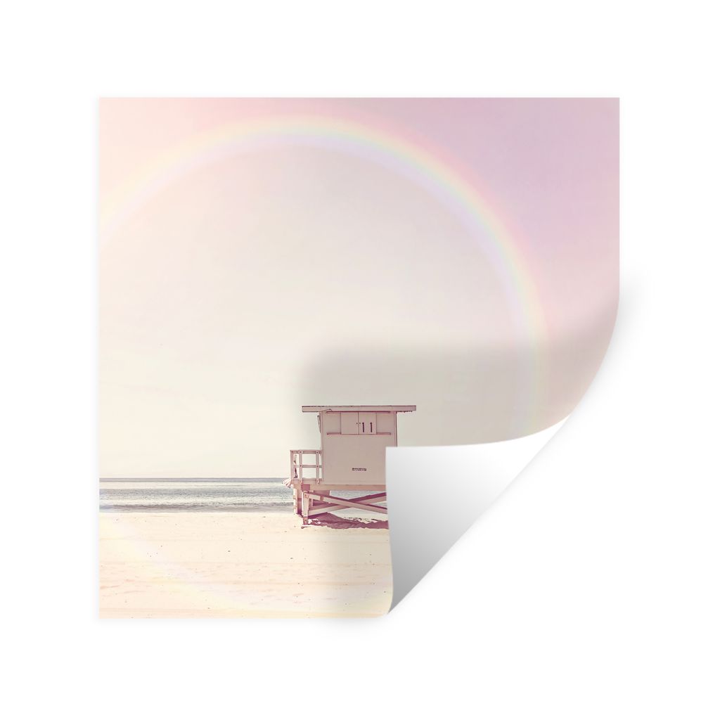 MuchoWow Wandtattoo Wandsticker Wandaufkleber Strand - Hütte - Sonne - Meer - Sommer 50x50 cm Selbstklebend und Repositionierbar - Selbstklebend...