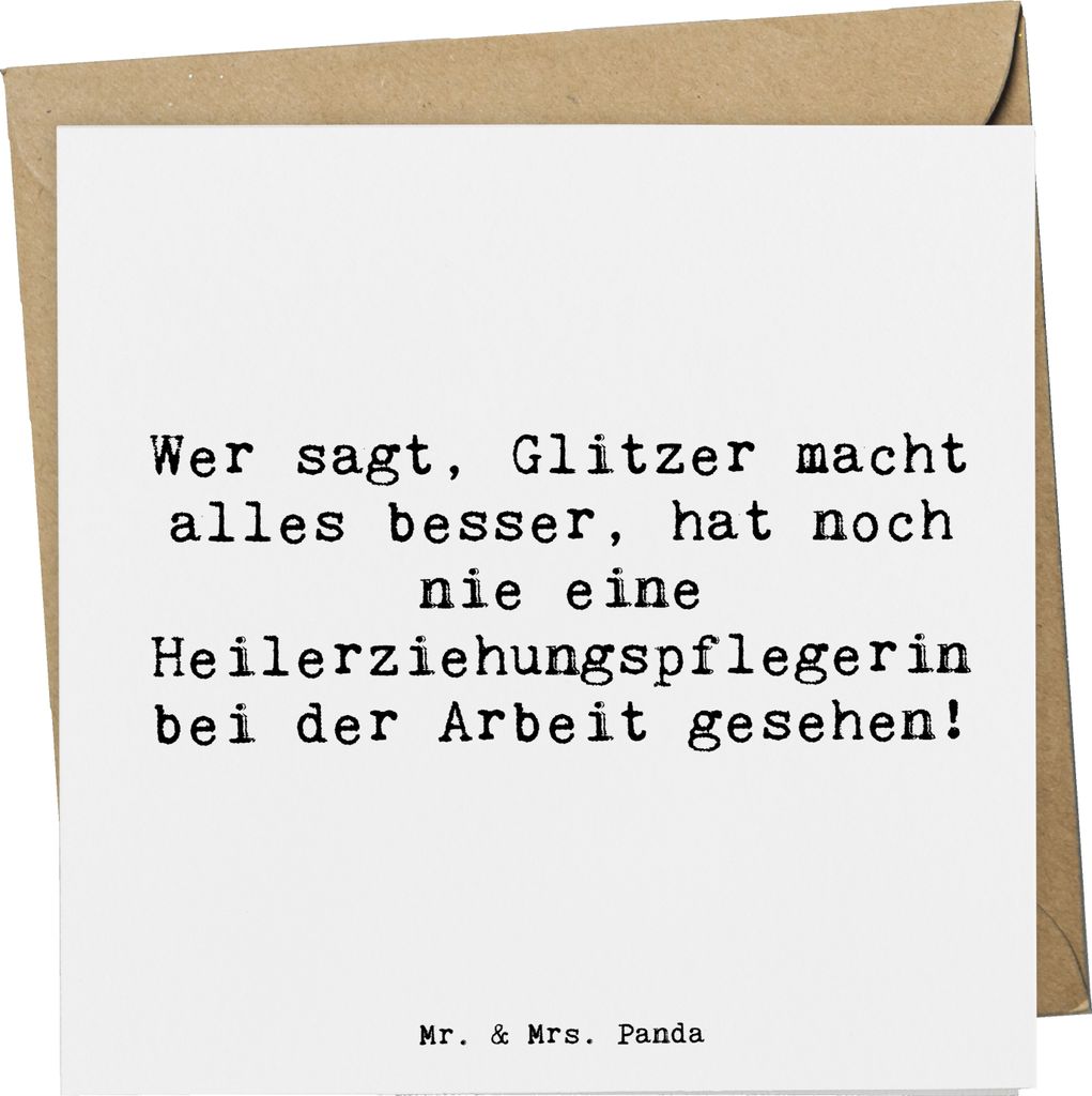 Mr. & Mrs. Panda Klappkarte Spruch Heilerziehungspflegerin Glanz - Weiß - Geschenk, Berufspassion, Herz und Seele, faltkarte, Liebe, Grußkarte, G...