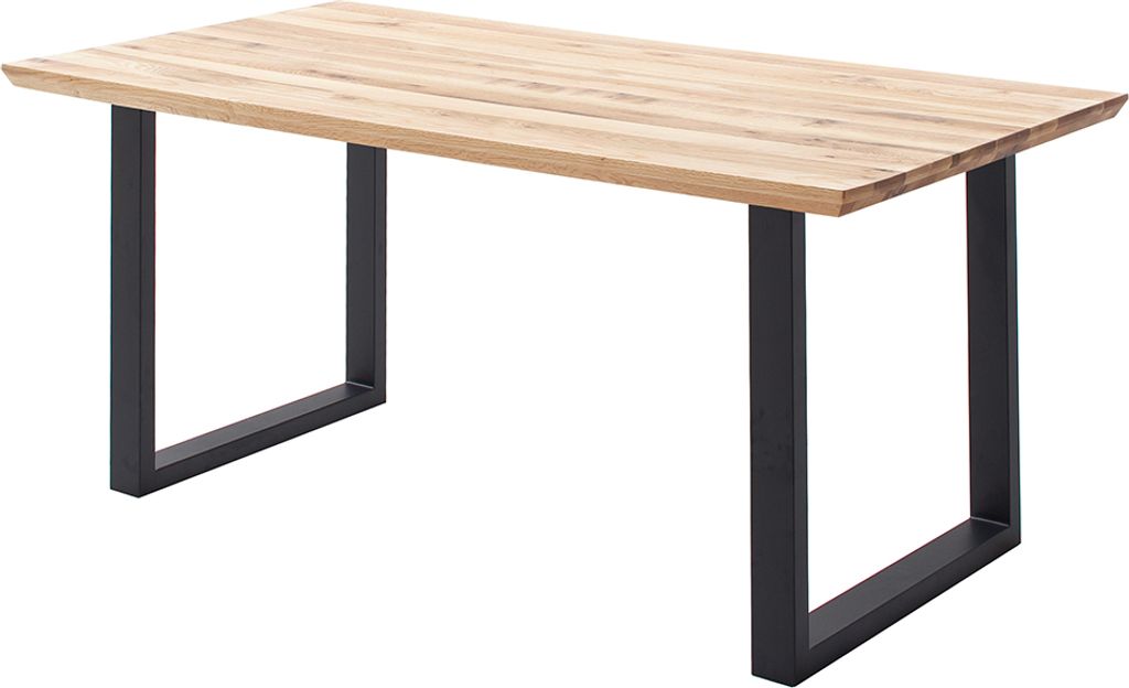 Esstisch 160x90 cm mit Schweizer Kante, U-Gestell, Eiche massiv geölt, PARACATU-06
