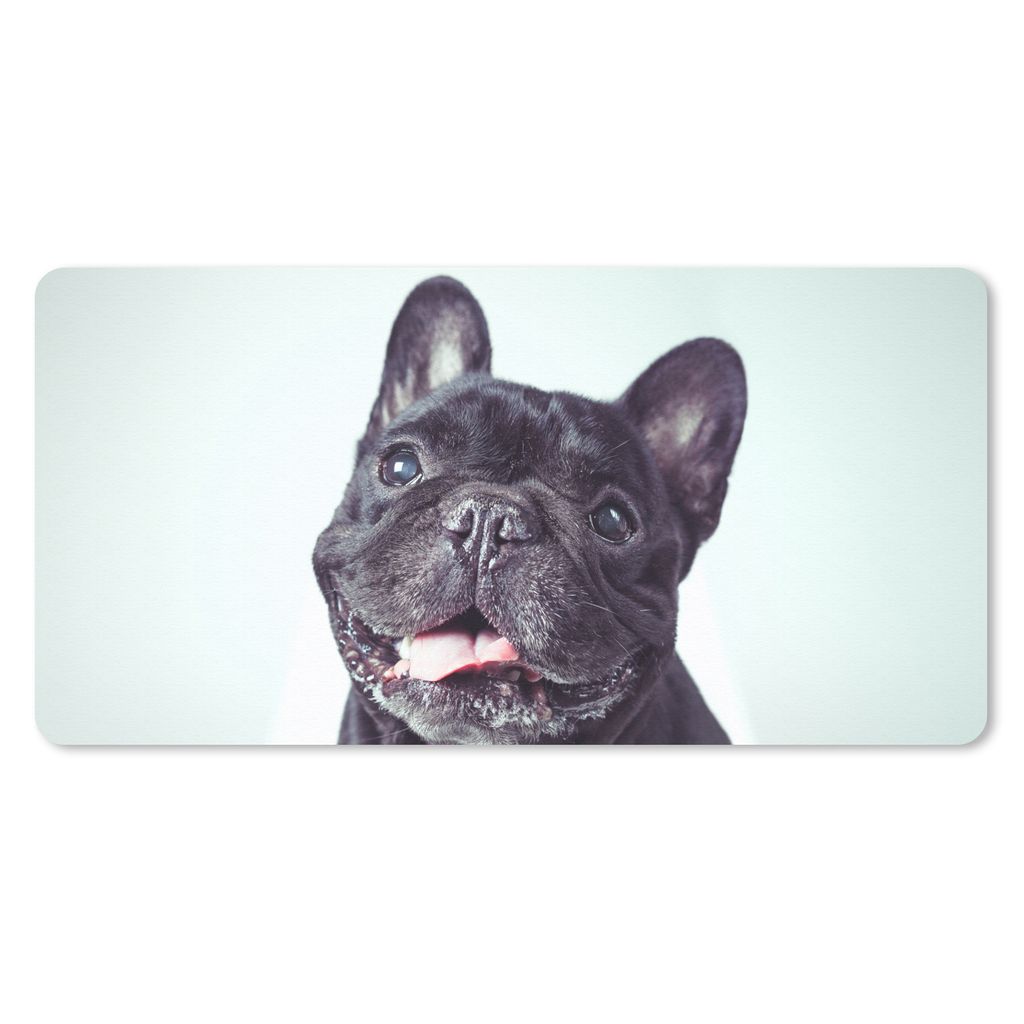 MuchoWow Mauspad Mousepad Französische Bulldogge - Schwarz - Stuhl 60x30 cm - Mousepads - Maus Mat - Pad - Mausunterlage - Nachhaltig