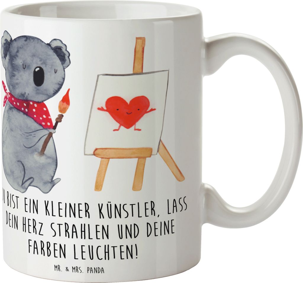 Mr. & Mrs. Panda Tasse Die Freude an der Kreativität entdecken - Weiß - Geschenk, Vertrauem, mutig, Kaffeetasse, Trost, Selbstvertrauen, Entdecku...