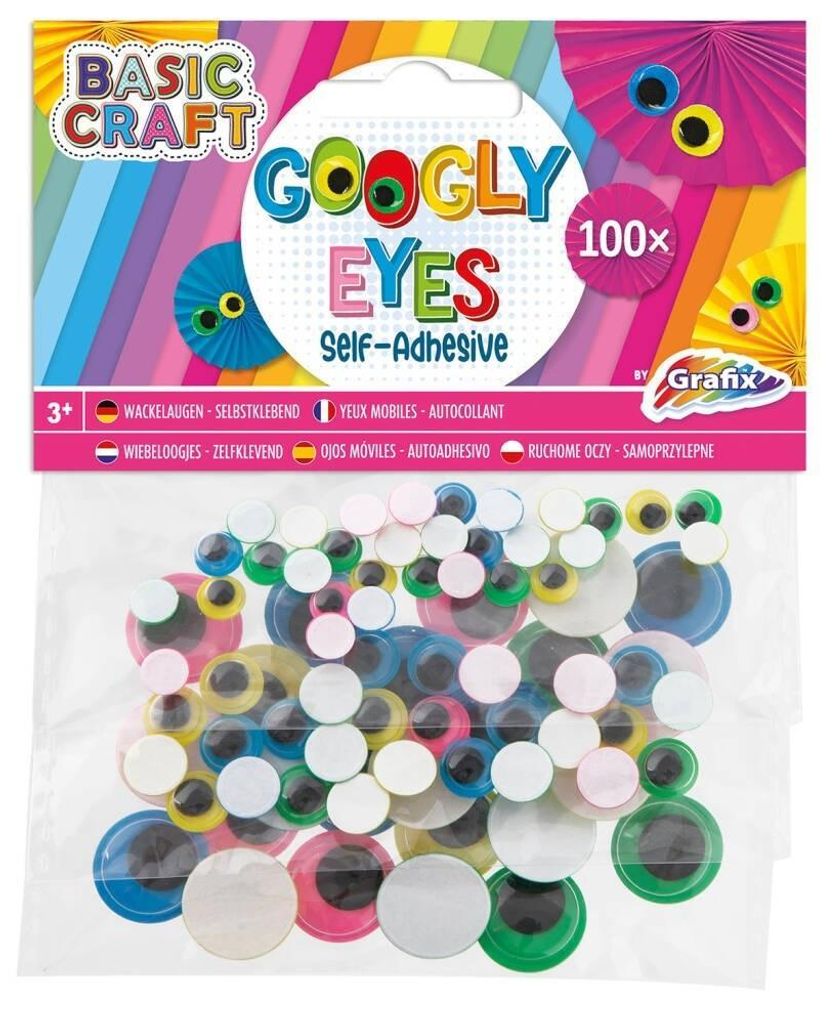 Grafix Bunte selbstklebende bewegliche Augen 100 Stück