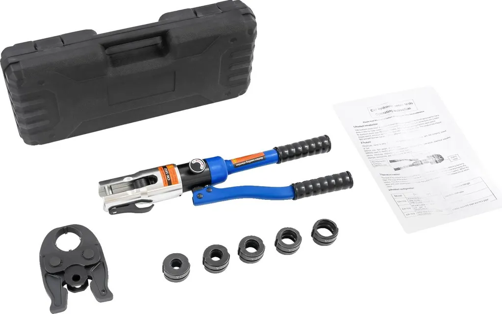 Pince à sertir hydraulique manuelle avec tête pivotante à 360° bleue