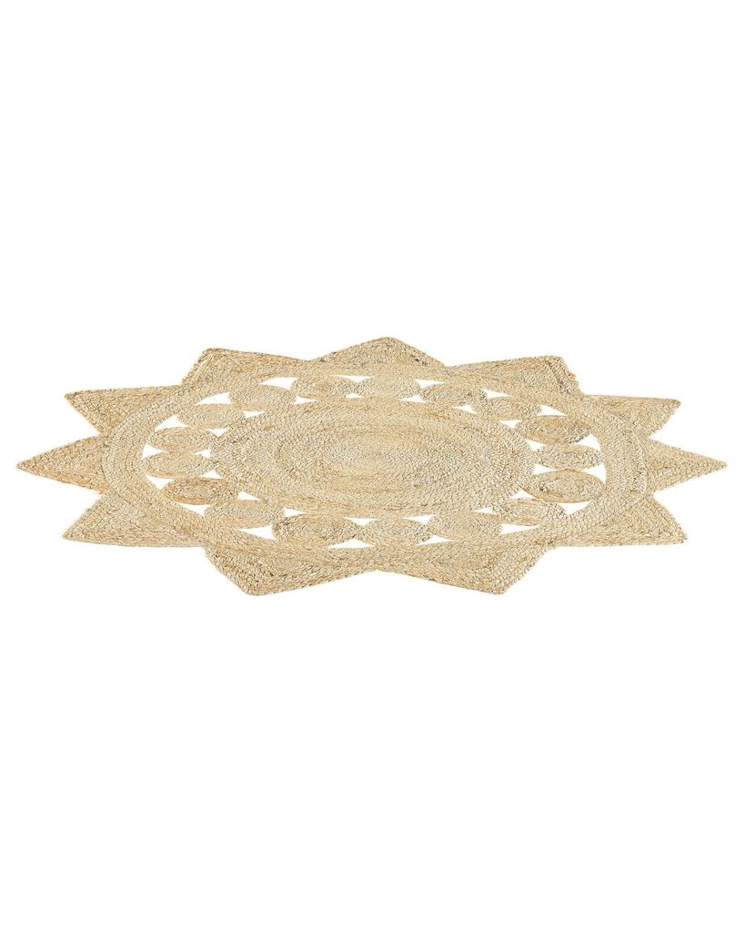 BELIANI Teppich Beige Jute ø 120 cm rund Sternform Kurzflor Boho Stil Flur Diele Salon Wohnzimmer Arbeitszimmer u. Schlafzimmer