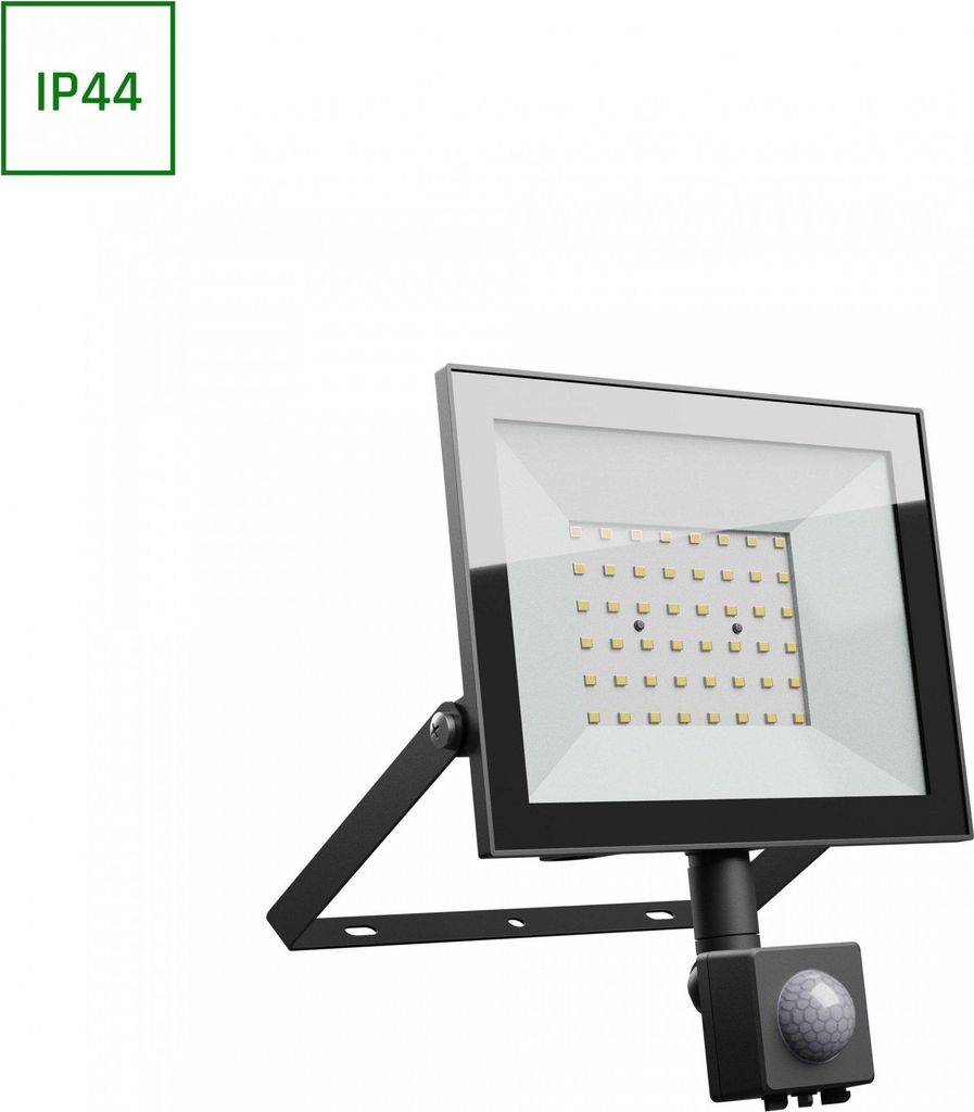 Spectrum LED NOCTIS LUX 4 Fluter 50W Strahler 4300lm schwarz 100° IP44 IK07 Kaltweiß 6000K mit Bewegungssensor