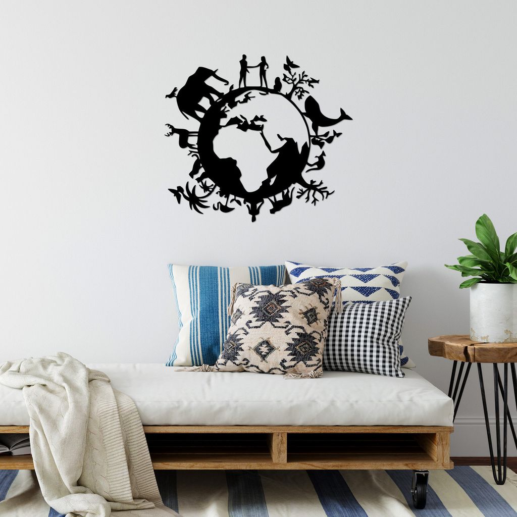 Wallity, Animal- SKL2477, Schwarz, Sonstige Wohndekorationen, 70 x 62 cm, 100% Metall (Dicke: 1