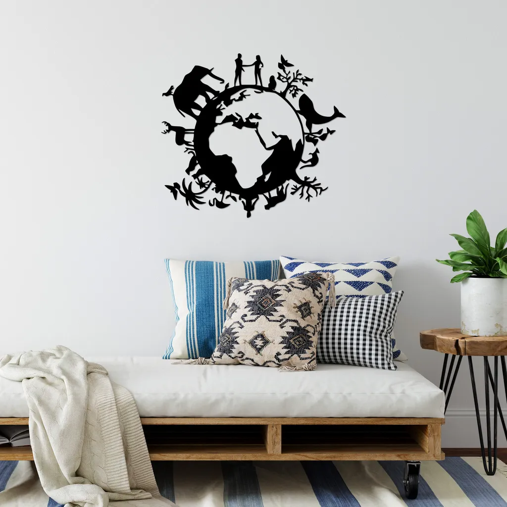 Tableau en Métal Noir Wallity Animal 70x62cm avec Finition Premium 1mm