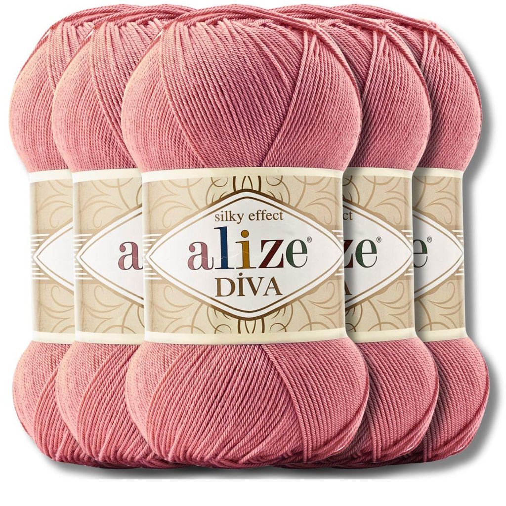 Alize 5x 100g Diva Wolle, Uni, Häkeln, Stricken (619)
