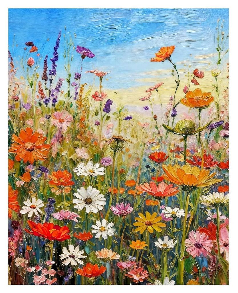 Kit per dipingere per adulti, soggetto: fiori. Prato Immagine del prodotto 