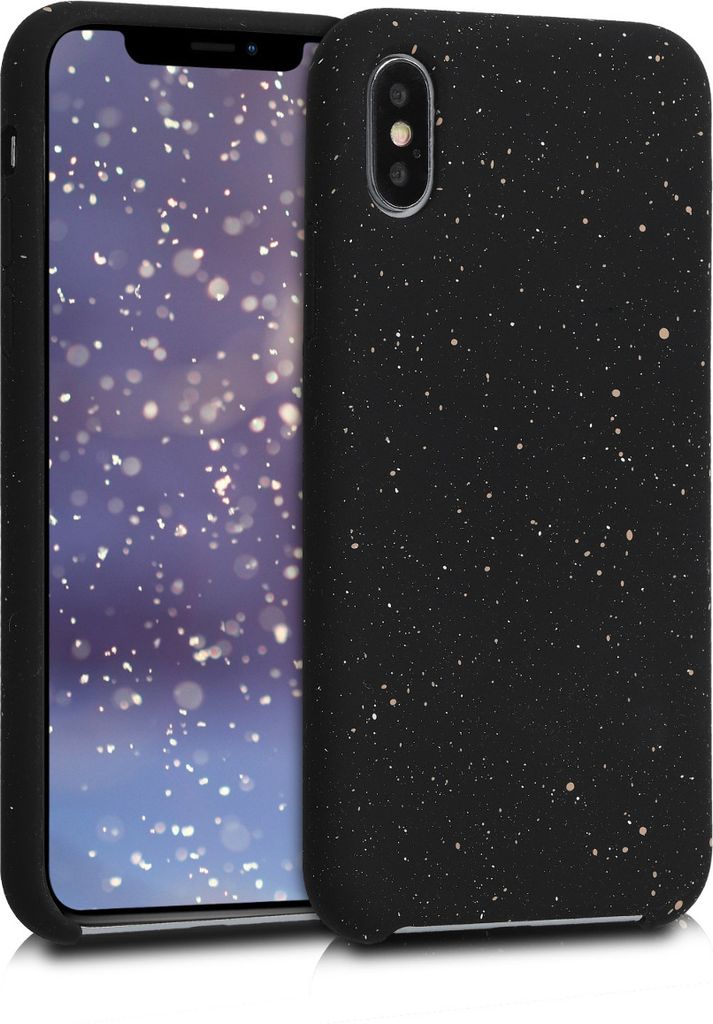 kwmobile Hülle kompatibel mit Apple iPhone X - TPU Silikon Handyhülle mit Kameraschutz - Handy Case Sprenkel Weiß Schwarz
