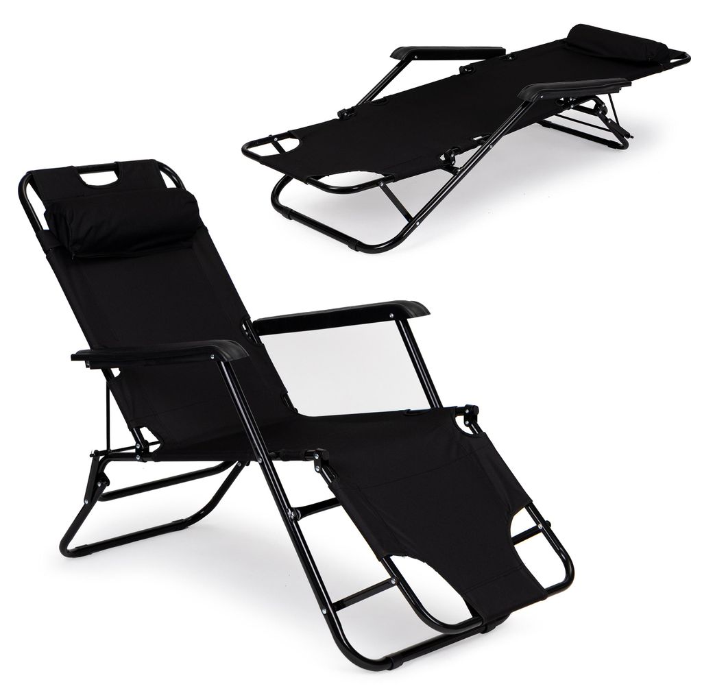 Chaise longue de jardin avec appui-tête, structure pliable, Image du produit 