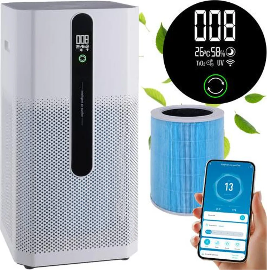 Purificateur d'air anti-poussière HEPA H12 et WiFi pour air sain 24h/7