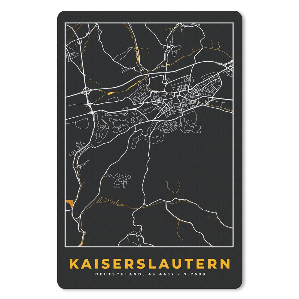 MuchoWow Mauspad Mousepad Kaiserslautern - Schwarz und Gold - Stadtplan - Karte - Deutschland 40x60 cm - Mousepads - Maus Mat - Pad - Mausunterla...