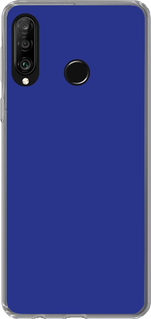 MuchoWow Handyhülle Schutzhülle Hülle für Telefoonhoesje Huawei P30 Lite Blau - Einfarbig - Dunkelblau Silikon Softcase Handy Hülle - Handyh...