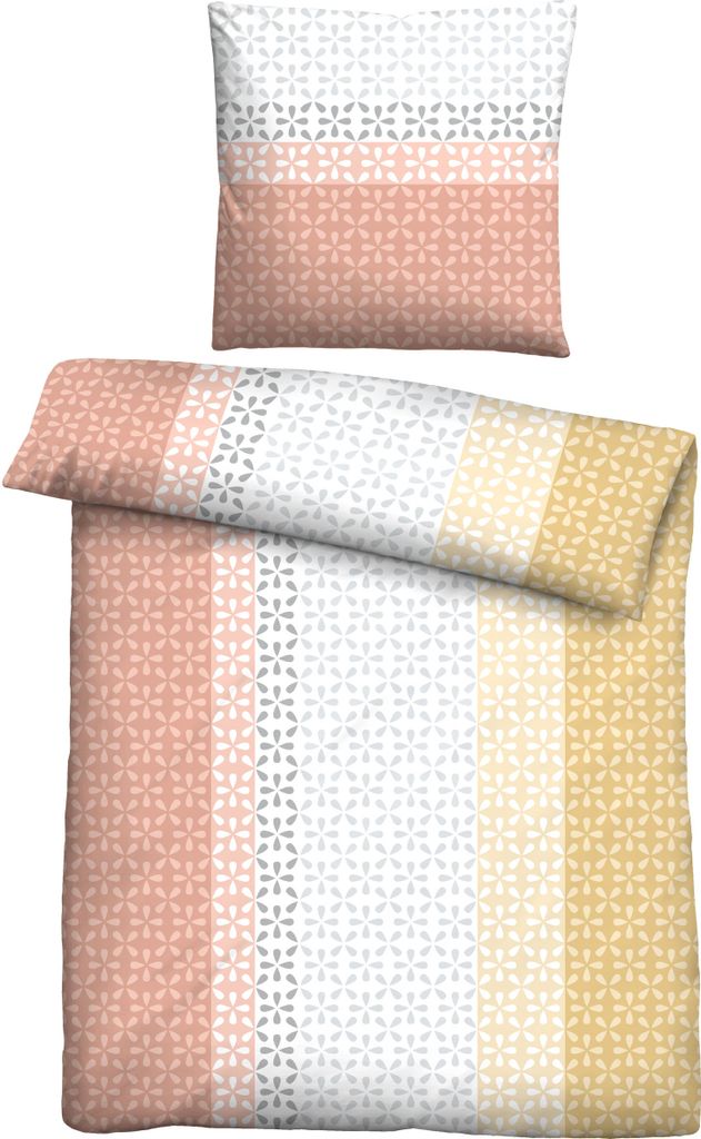 Traumhaft schlafen - Castell - Markenbettwäsche Mikrofaser Bettwäsche 0561118 LÄNGSSTREIFEN color: gelb, size: 1x 155x220 cm + 1x 80x80 cm