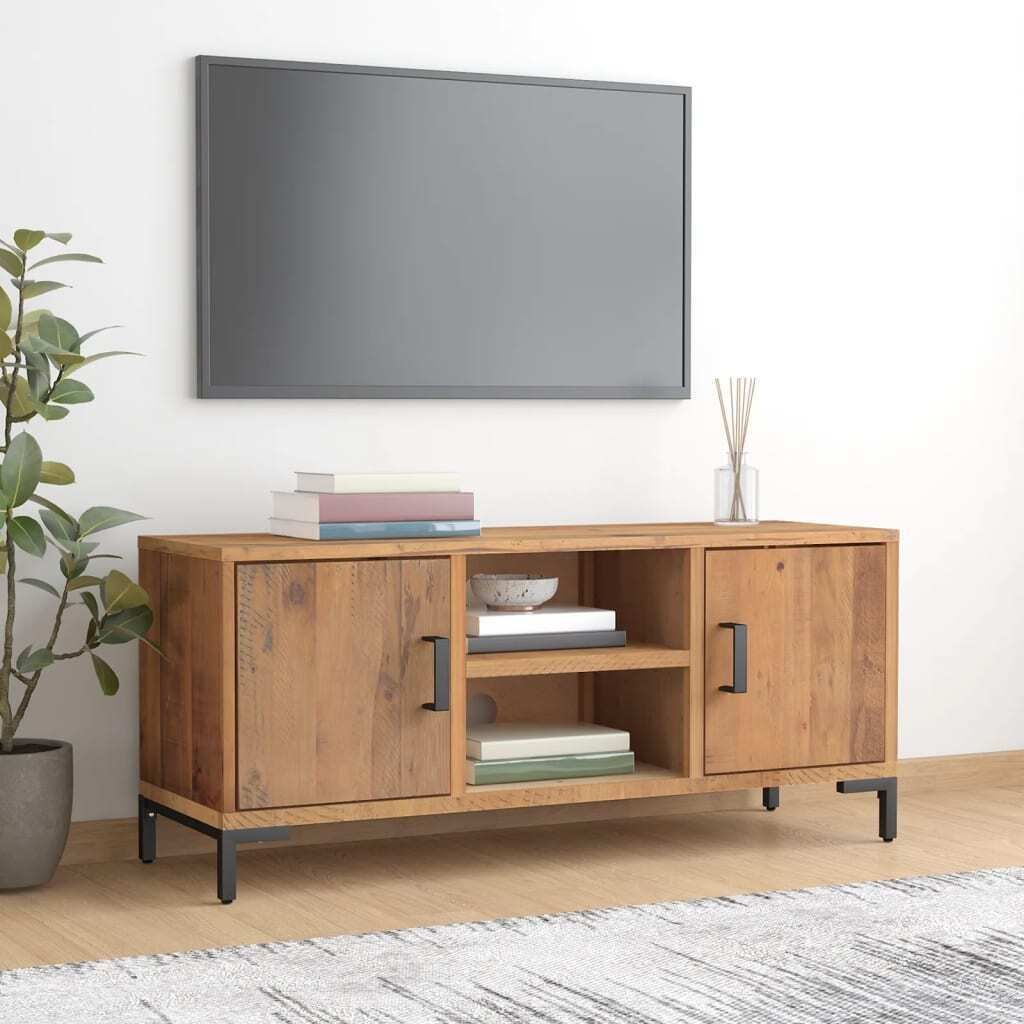 The Living Store TV-Schrank Braun 110x35x48 cm Massivholz Kiefer
