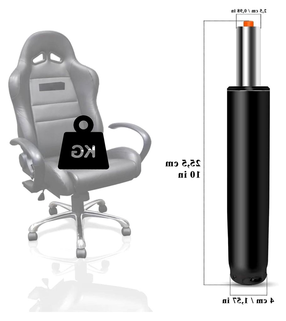 Gasdruckfeder für Bürostühle, Ersatz-Gaslift, Gasdruckdämpfer für Drehstühle, Chefsessel, Hocker, Schreibtischstühle, Länge 255 mm, Schwarz
