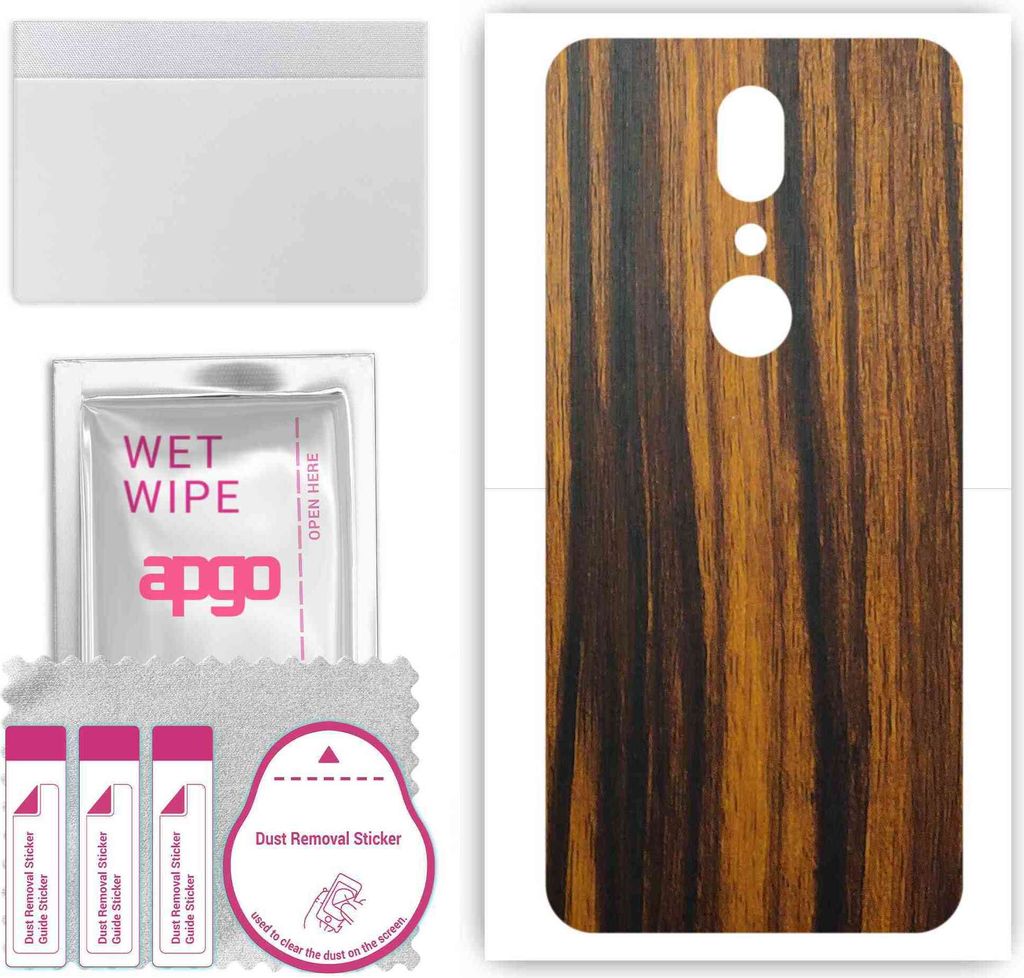 apgo Rückseite Schutzfolie, Skin, kompatibel mit Sharp Aquos V, Hinten Displayschutzfolie aus Vinylfolie, kratzfest, einfache Montage - Tigerwood