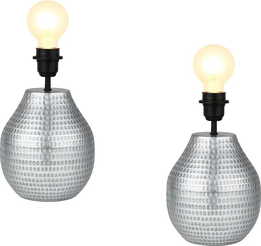 Set 2 Basi Lampada Argento Cameo 20cm - Atmosfera Boho in Metallo