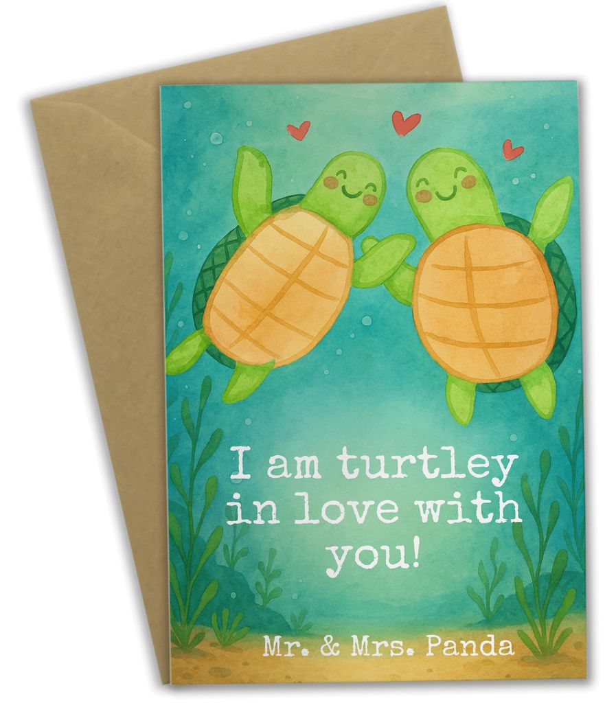 Mr. & Mrs. Panda Grußkarte Schildkröten Paar Design - Weiß - Geschenk, Hochzeitstag, für Freundin, einladungskarten, Frauen, Valentinstag, hoch...