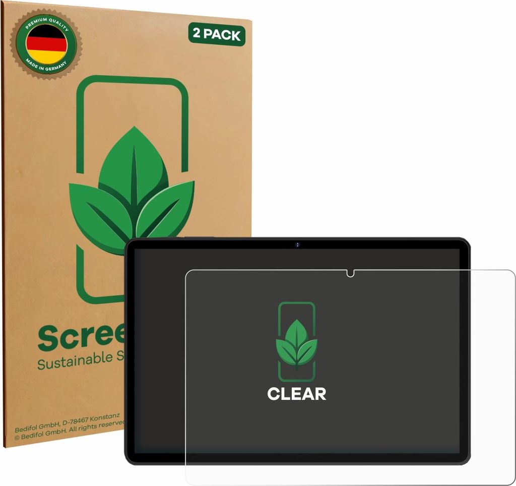 2x ScreenLeaf Schutzfolie für RUSHAR M90 11" nachhaltiger Displayschutz Display Schutz Folie Klar Transparent