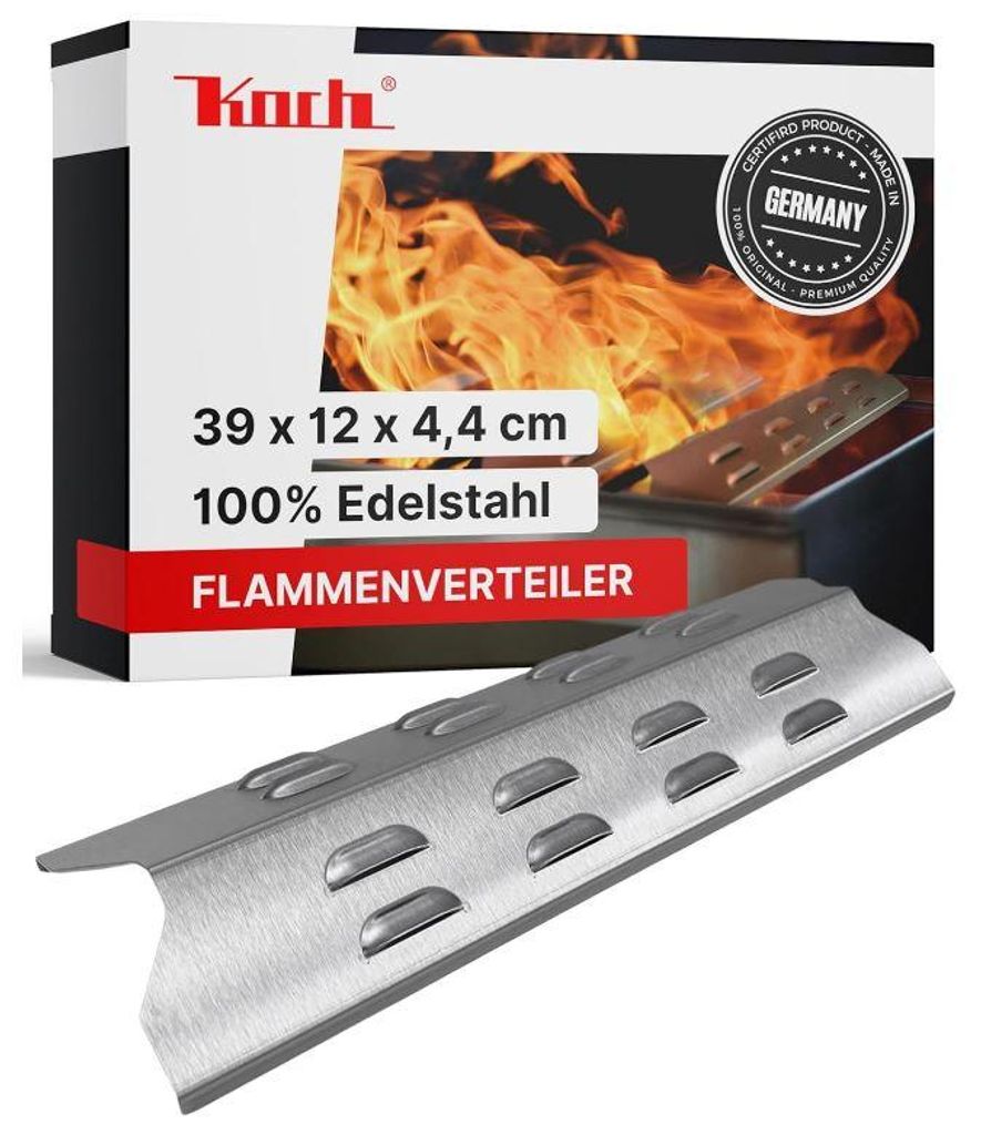 KOCH #20 Premium Flammenverteiler 39 x 12 cm passend z.B. für Campinggaz Woody - Brennerabdeckung Edelstahl