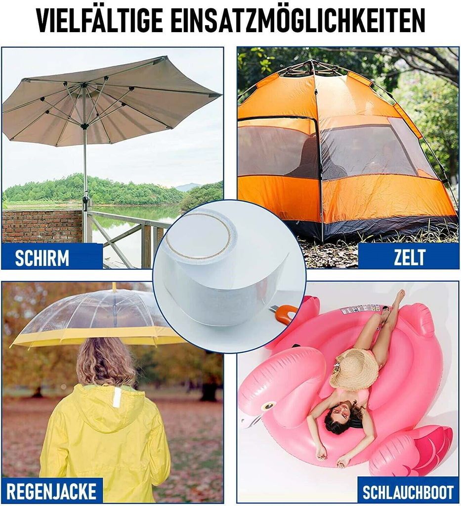 Wasserdichtes Reparaturband – 10 Stück, Je 7x7 Cm, Für Zelte, Luftbetten, Aufblasbare Pools & Markisen